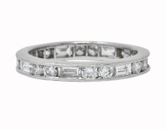 Cartier 1.75 Carat Round Brilliant Baguette Diamond Platinum Eternity Band Ring