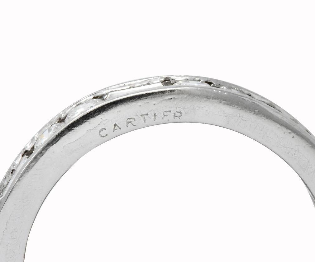 Cartier 1.75 Carat Round Brilliant Baguette Diamond Platinum Eternity Band Ring In Excellent Condition In Philadelphia, PA