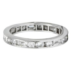 Cartier 1.75 Carat Round Brilliant Baguette Diamond Platinum Eternity Band Ring