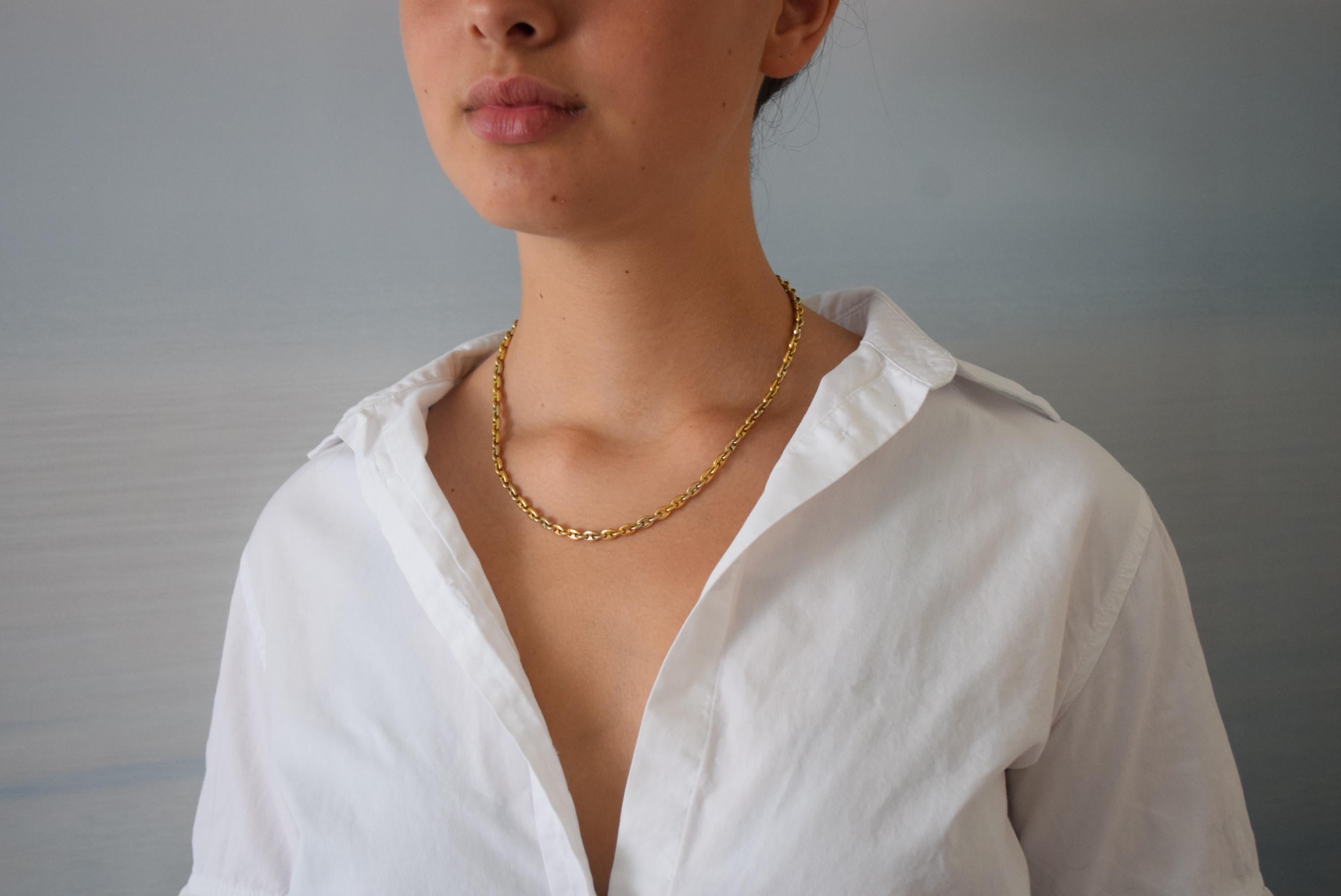 18 Karat zweifarbige Goldkette von Cartier für Damen oder Herren