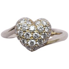 Vintage Cartier 18 Carat Gold and Diamond Heart Ring