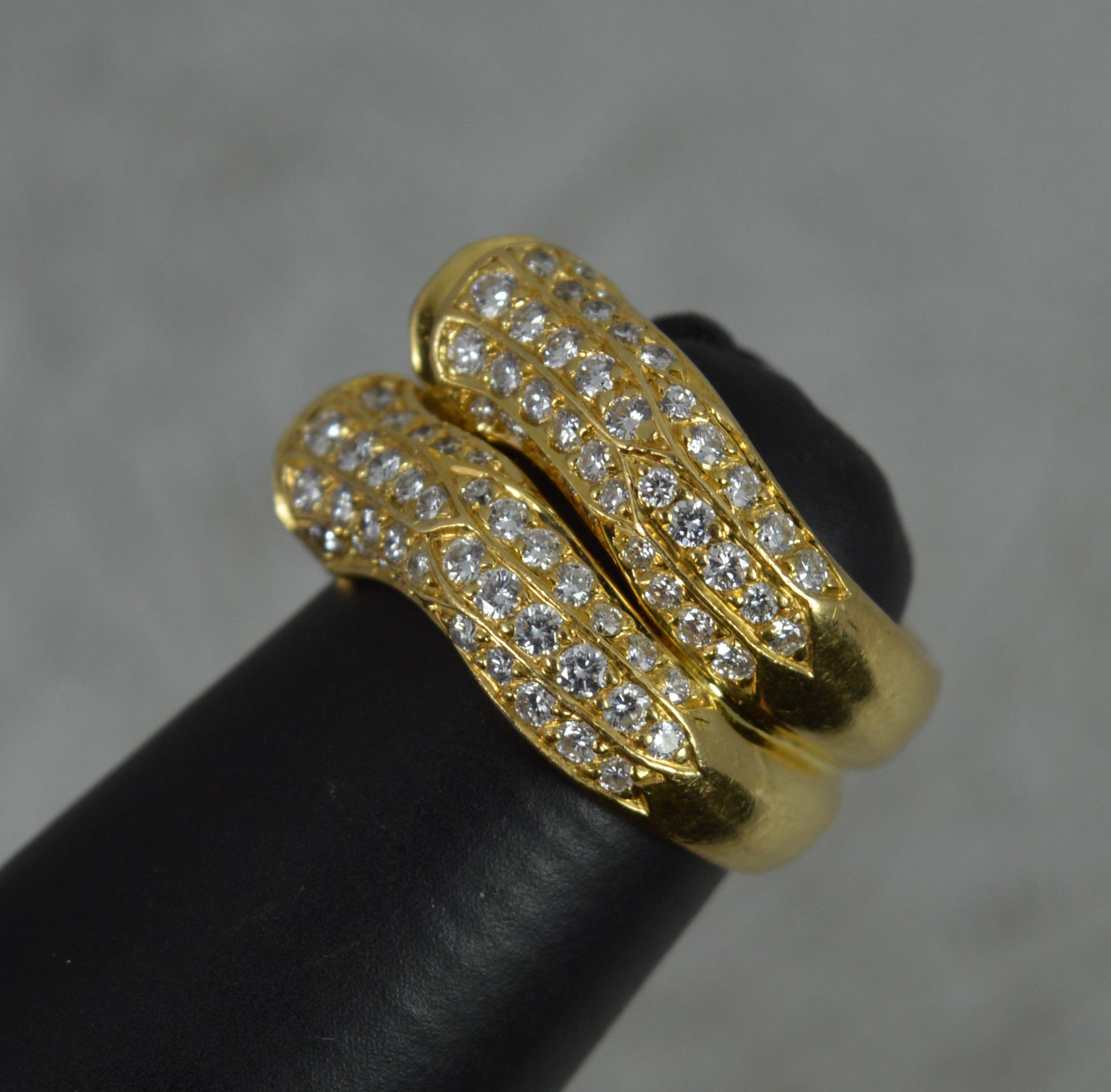 Cartier 18 Carat Gold and Vs Diamond Double Bamboo Cluster Band Ring 4