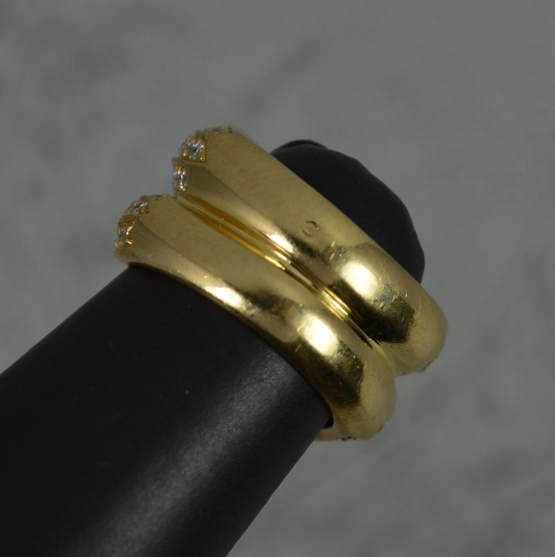 Cartier 18 Carat Gold and Vs Diamond Double Bamboo Cluster Band Ring 5