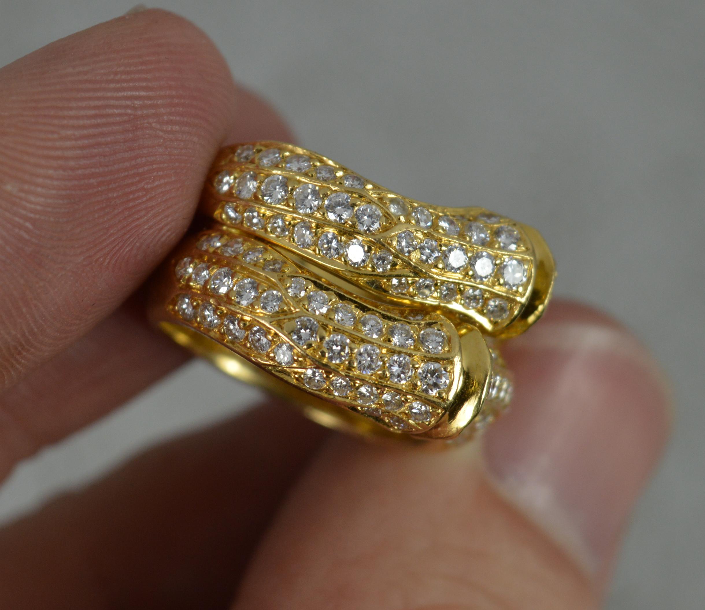 Cartier 18 Carat Gold and Vs Diamond Double Bamboo Cluster Band Ring In Excellent Condition In St Helens, GB