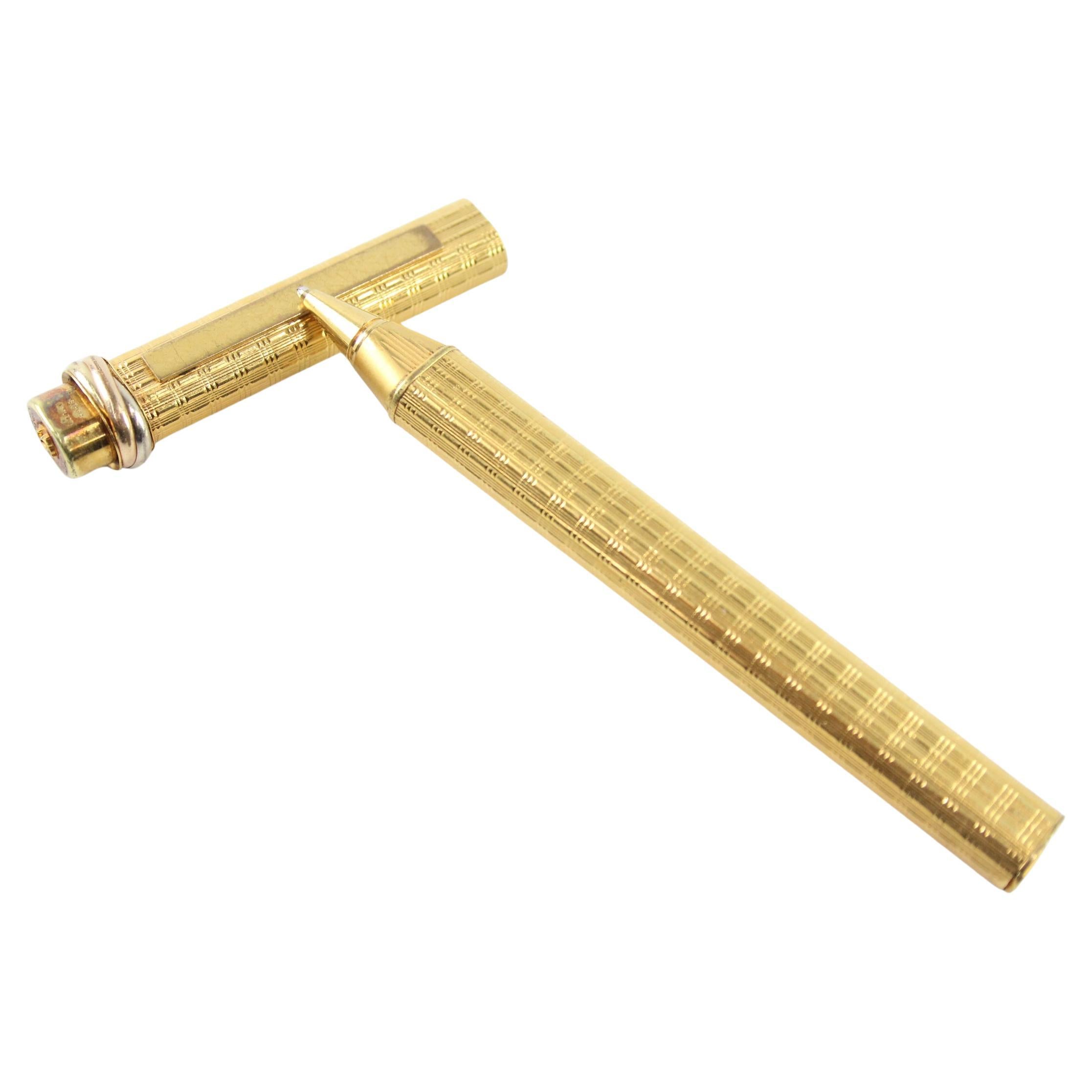Cartier 18 Carat Gold Plated Trinity Vendome Ballpoint Pen With Cartier Box 3
