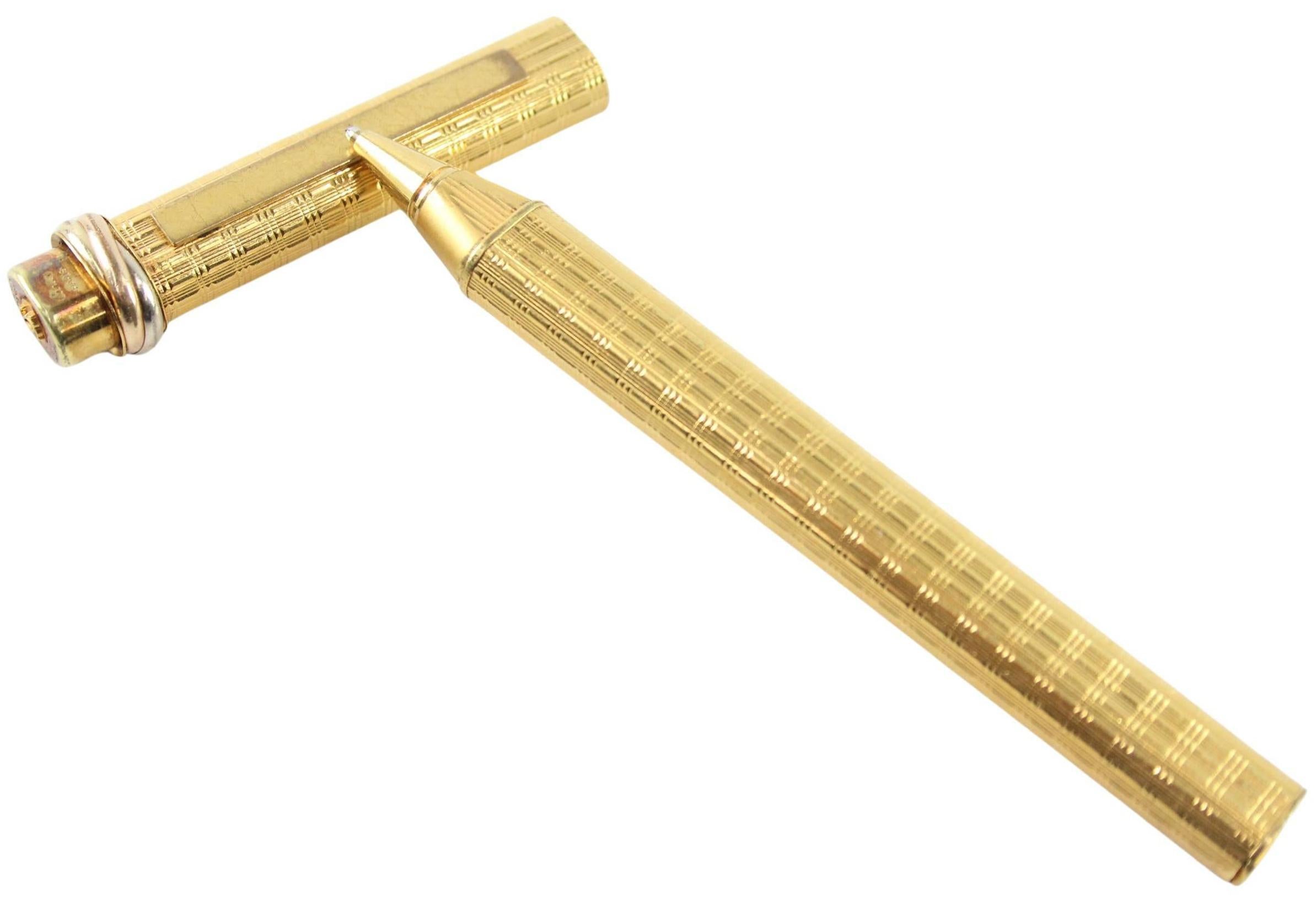 Cartier 18 Carat Gold Plated Trinity Vendome Ballpoint Pen With Cartier Box 5