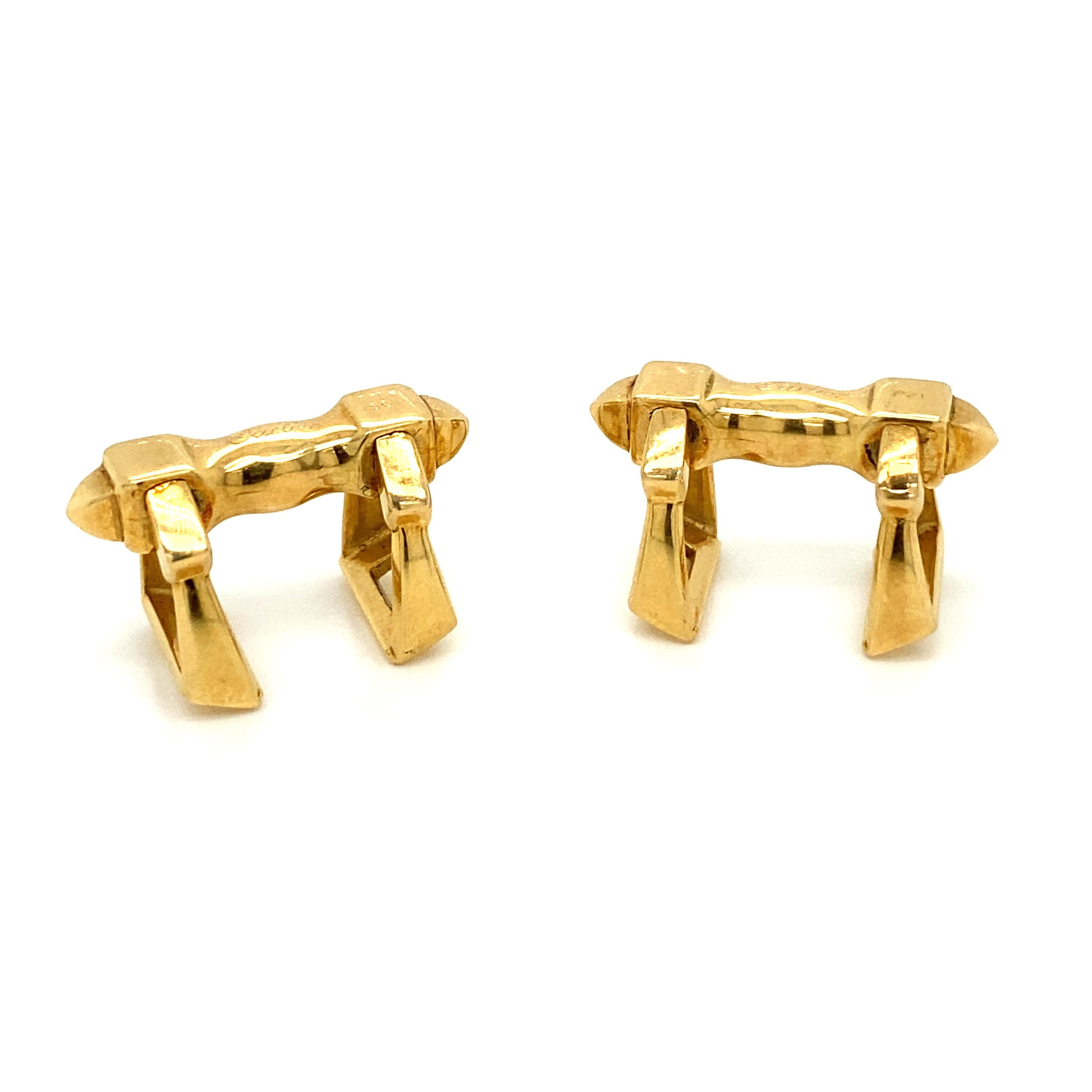 Art Deco Cartier 18 Carat Gold Stirrup Cufflinks, circa 1935