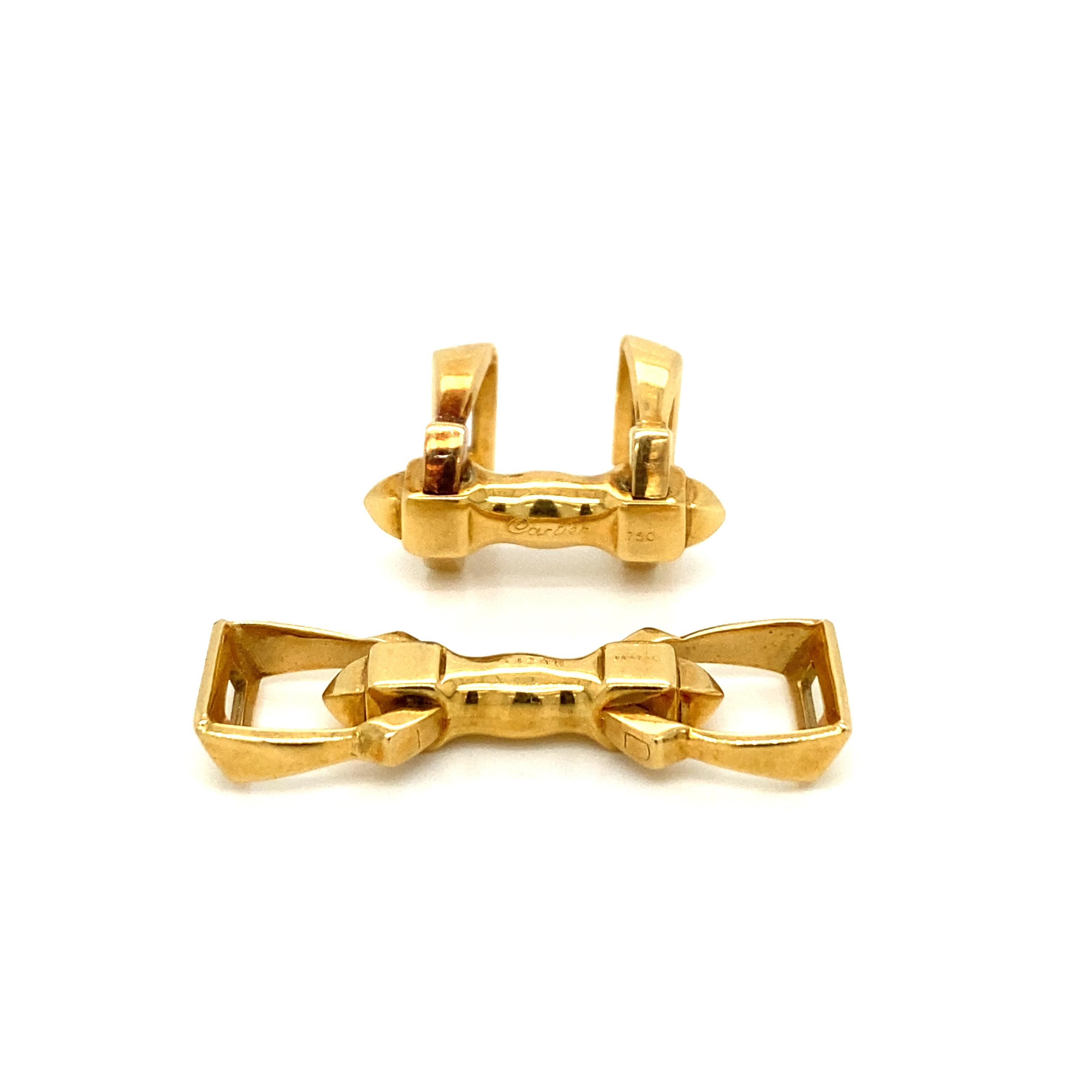 Cartier 18 Carat Gold Stirrup Cufflinks, circa 1935 In Excellent Condition In Napoli, Italy