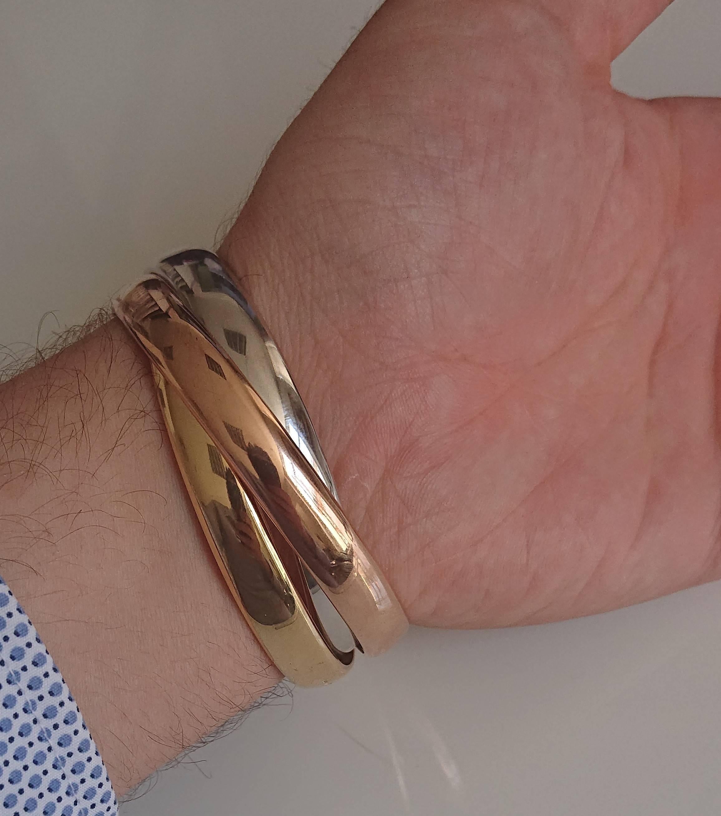 Cartier 18 Carat Rose Gold, Yellow Gold and White Gold Trinity Bangle In Excellent Condition In London, GB