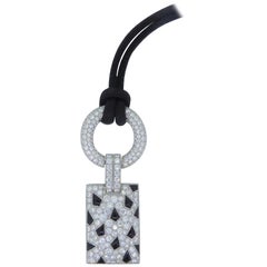 Cartier 18 Carat White Gold Onyx and Diamond Panthere Pendant Necklace