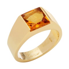 Cartier 18 Carat Yellow Gold Citrine Tank Ring