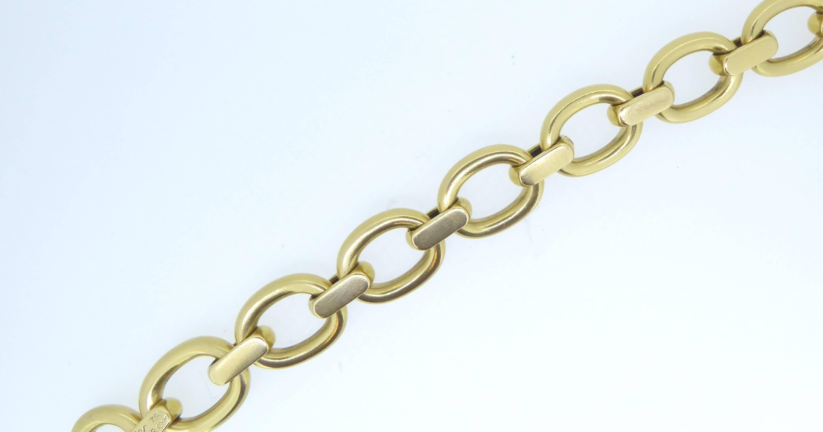 A Cartier 18 Carat Yellow Gold Oval Link Bracelet. Signed 