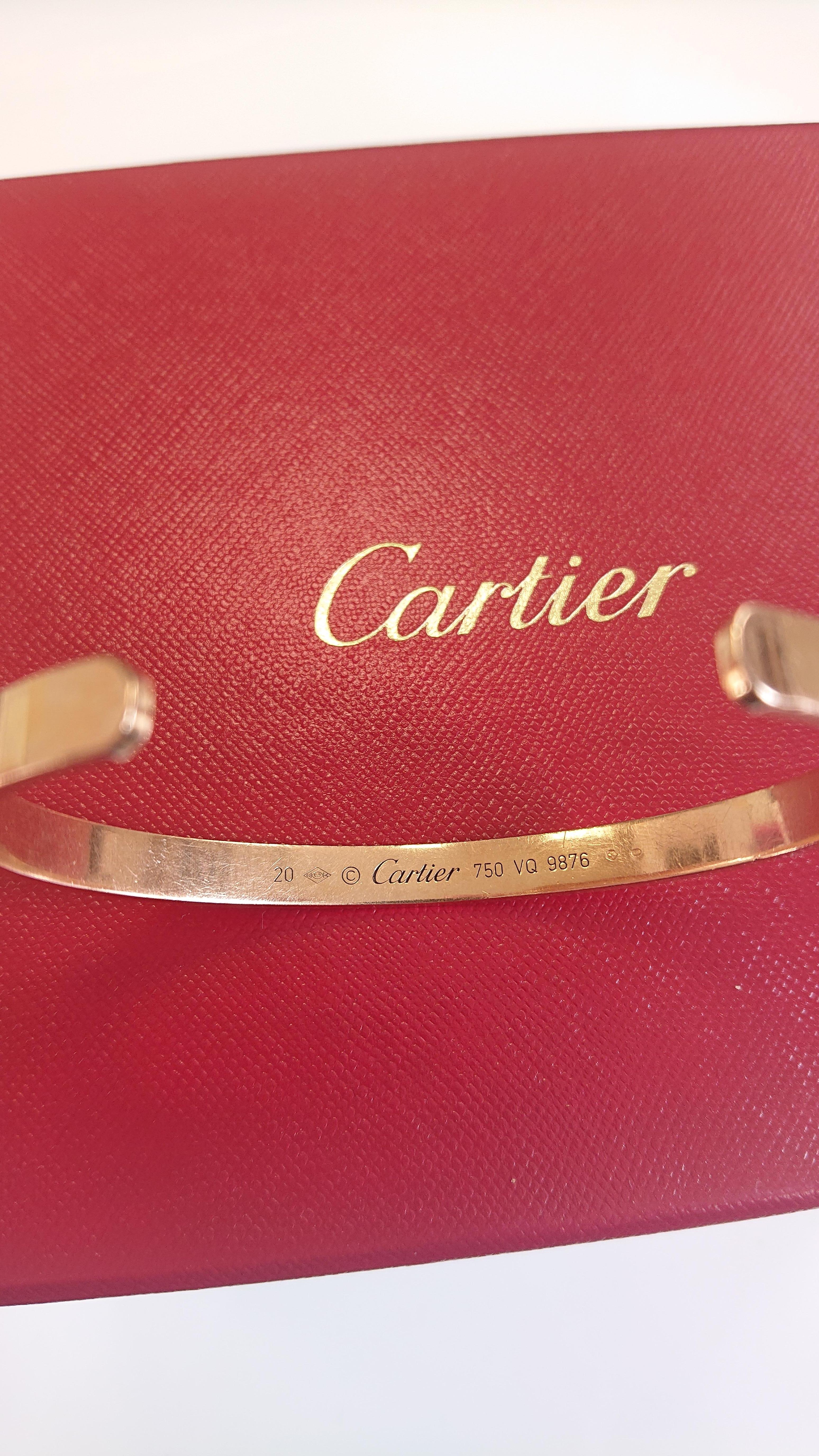 Cartier 18 Carat Yellow Gold Love Cuff Bangle Bracelet 2