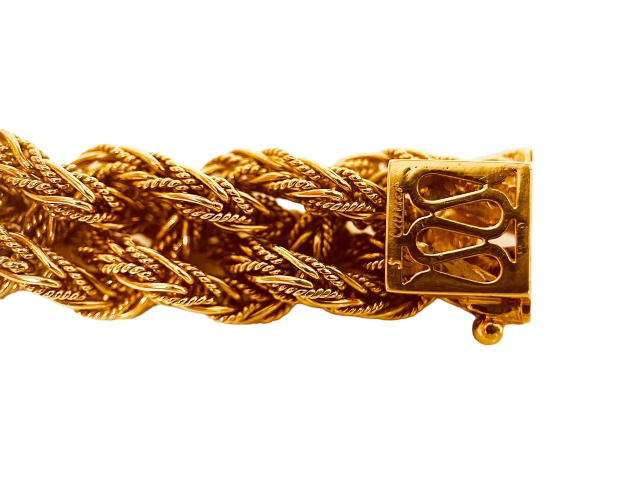 CARTIER 18 Carats Gold Flexible Bracelet Of Plaited Woven, 1.3/19cm Circa 1960's For Sale 14