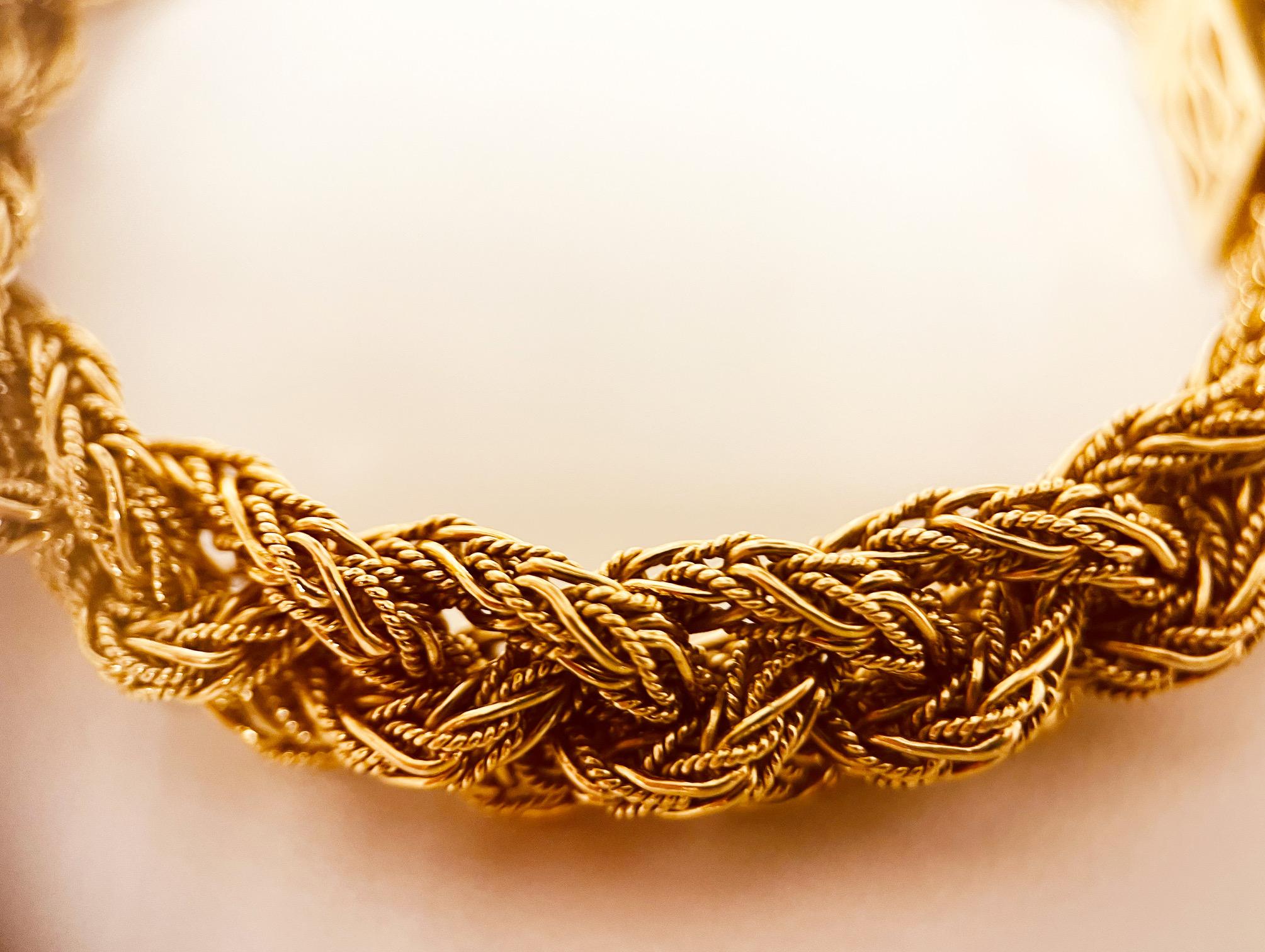CARTIER 18 Carats Gold Flexible Bracelet Of Plaited Woven, 1.3/19cm Circa 1960's For Sale 14