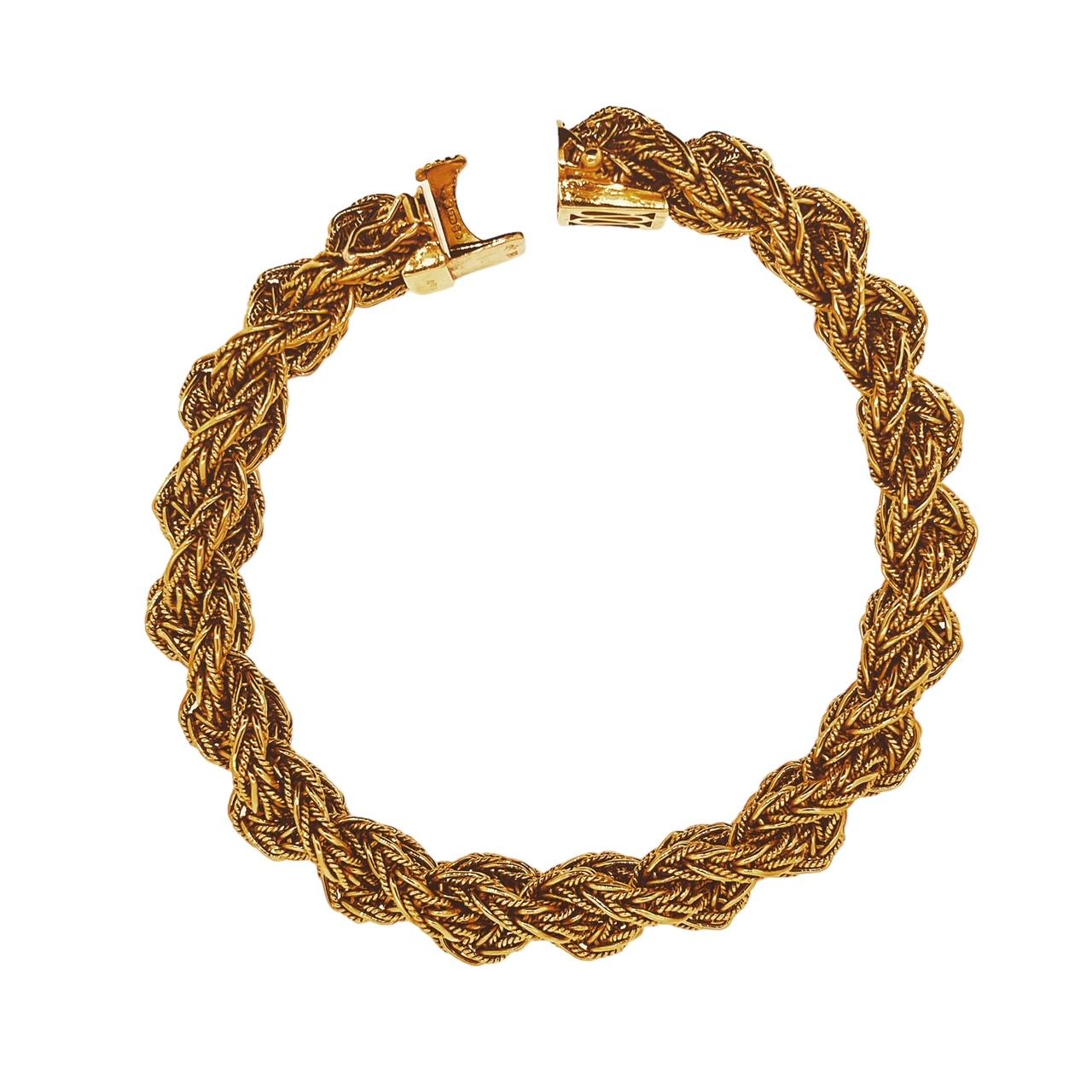 CARTIER Flexibles Armband aus 18 Karat Gold mit plissiertem Gewebe, 1.3/19cm, ca. 1960er Jahre im Angebot 9