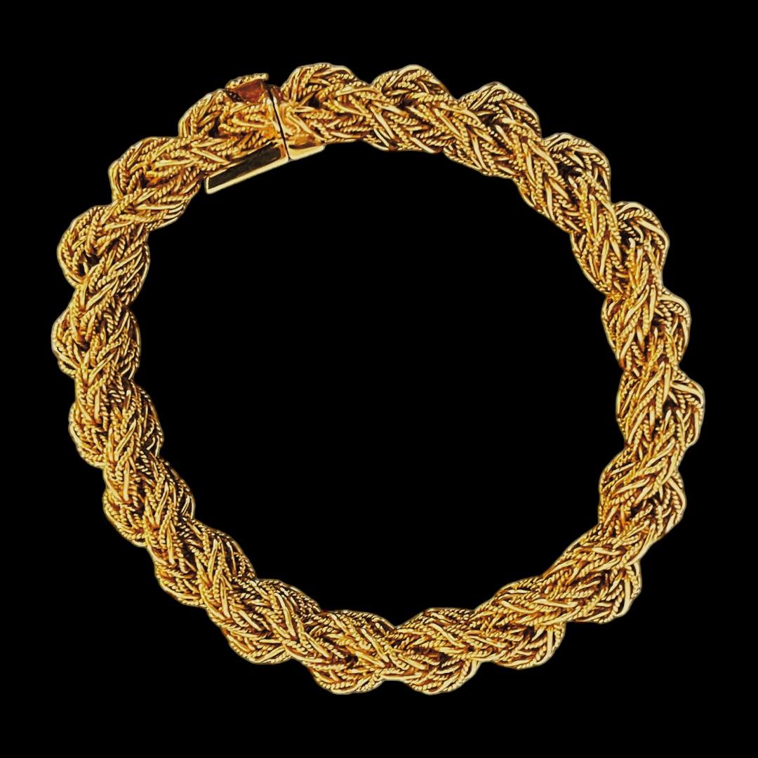 CARTIER 18 Carats Gold Flexible Bracelet Of Plaited Woven, 1.3/19cm Circa 1960's For Sale 5