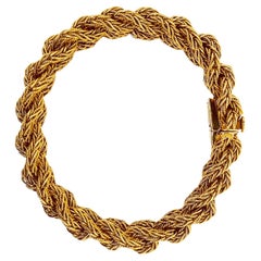 CARTIER 18 Carats Gold Flexible Bracelet Of Plaited Woven, 1.3/19cm Circa 1960's