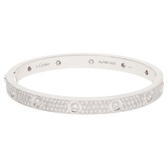 CARTIER 18 K White Gold All Diamond Pavé Love Bracelet
