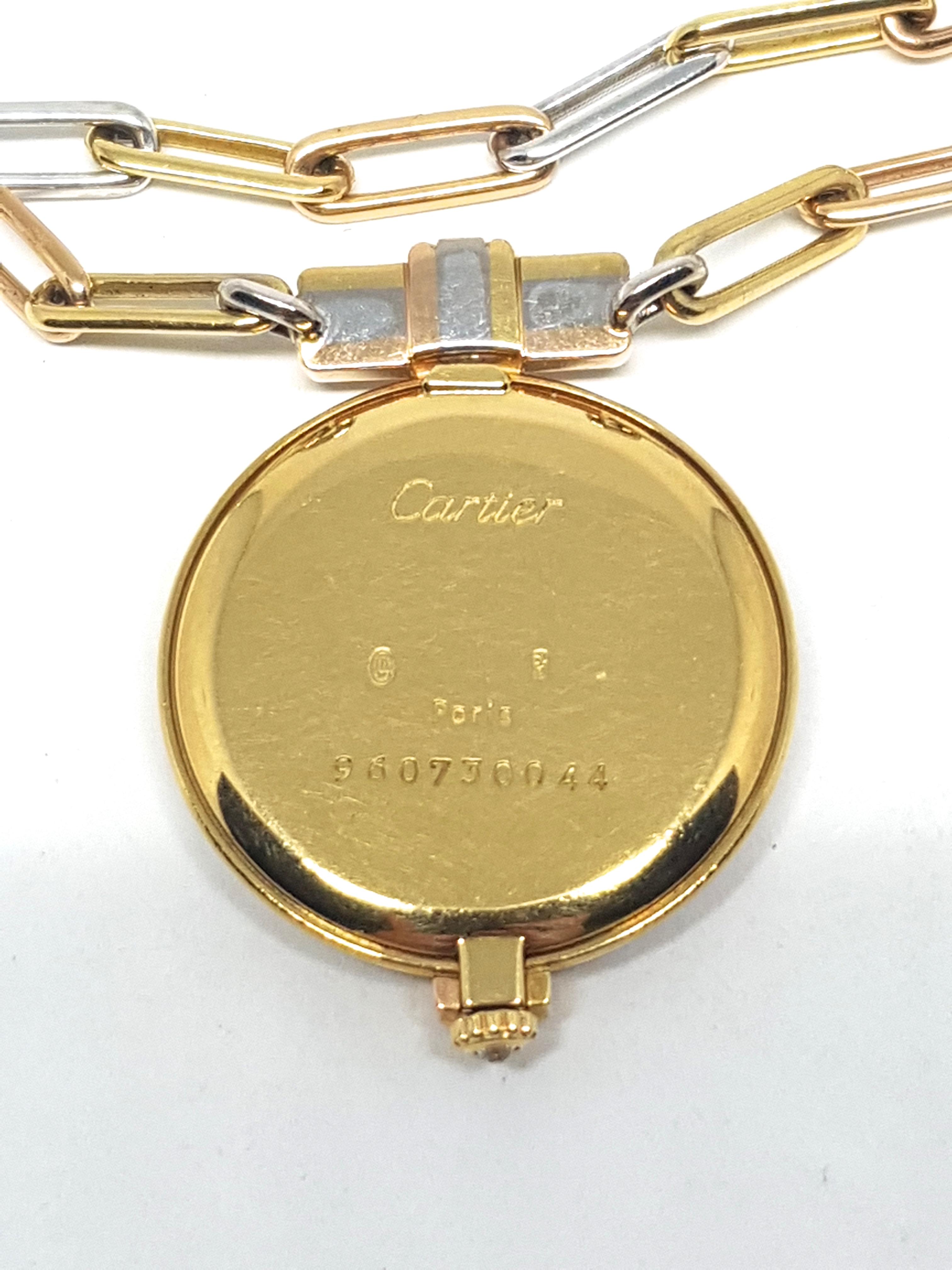 Cartier 18 Karat 3-Color Gold White Diamond Necklace Watch Pendant 7
