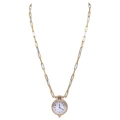 Cartier 18 Karat 3-Color Gold White Diamond Necklace Watch Pendant