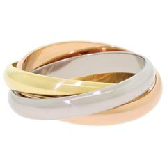Cartier 18 Karat 750 Gold Trinity Ring Classic Tri Color Rolling Band