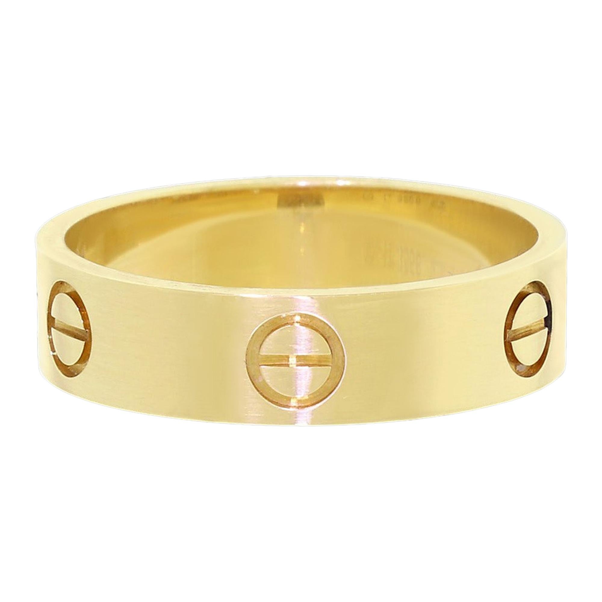 Cartier 18 Karat 750 Yellow Gold Love Ring Band For Sale at 1stDibs | cartier  ring 750 gold price, cartier 750 ring, cartier 750 ring price