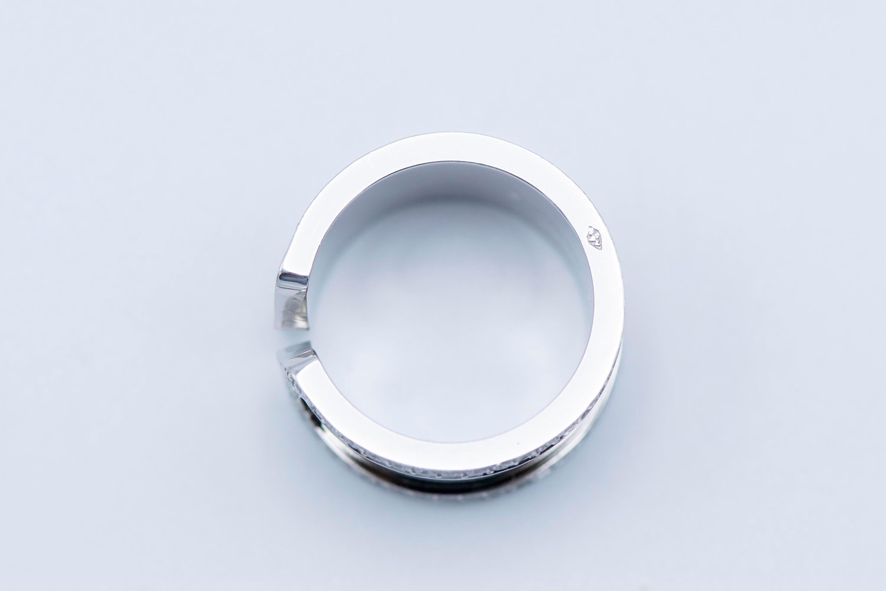 Contemporary Cartier 18 Karat Double C Diamond Titanium Ring