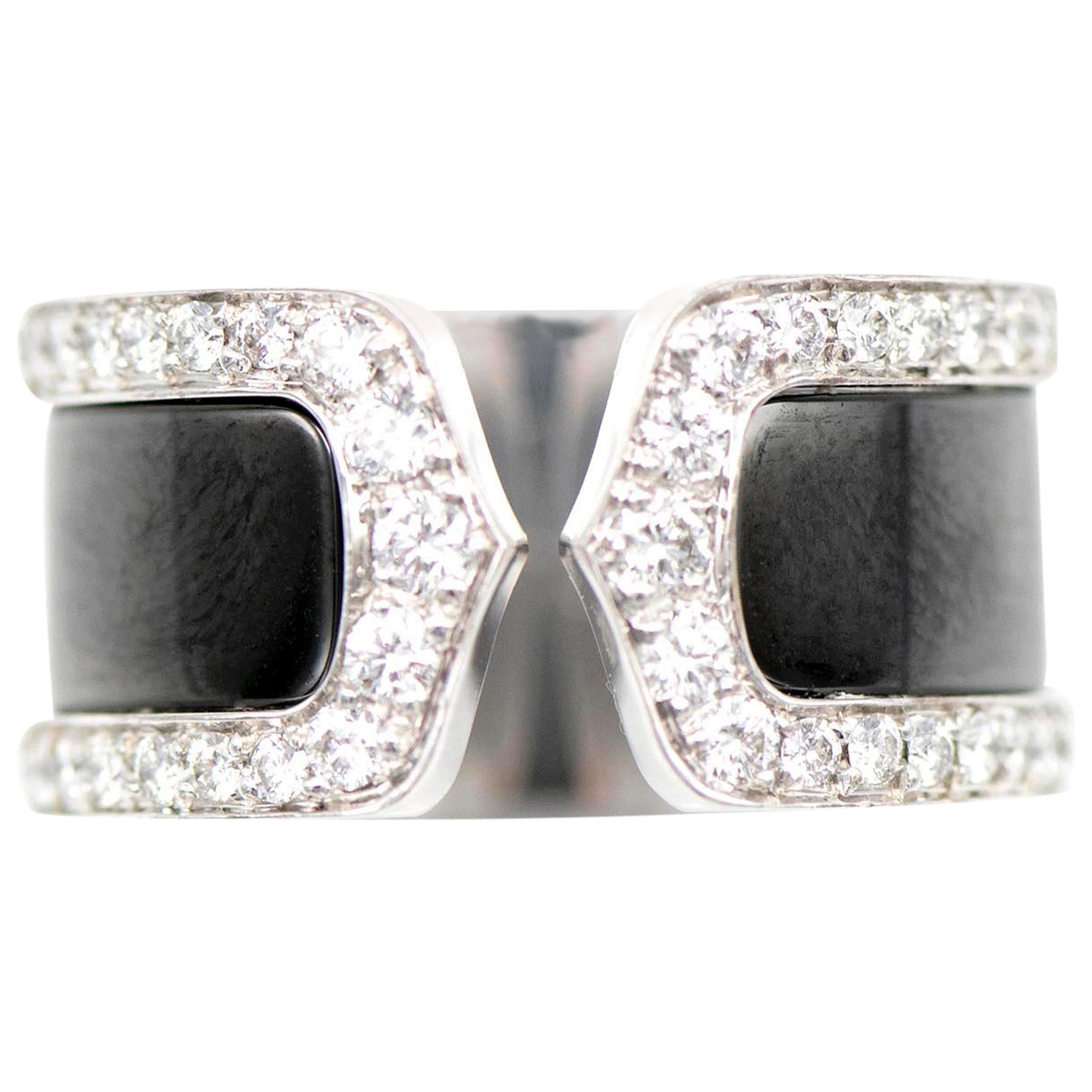 Cartier 18 Karat Double C Diamond Titanium Ring
