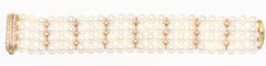 Cartier 18 Karat Four-Row Pearl and Diamond Bracelet