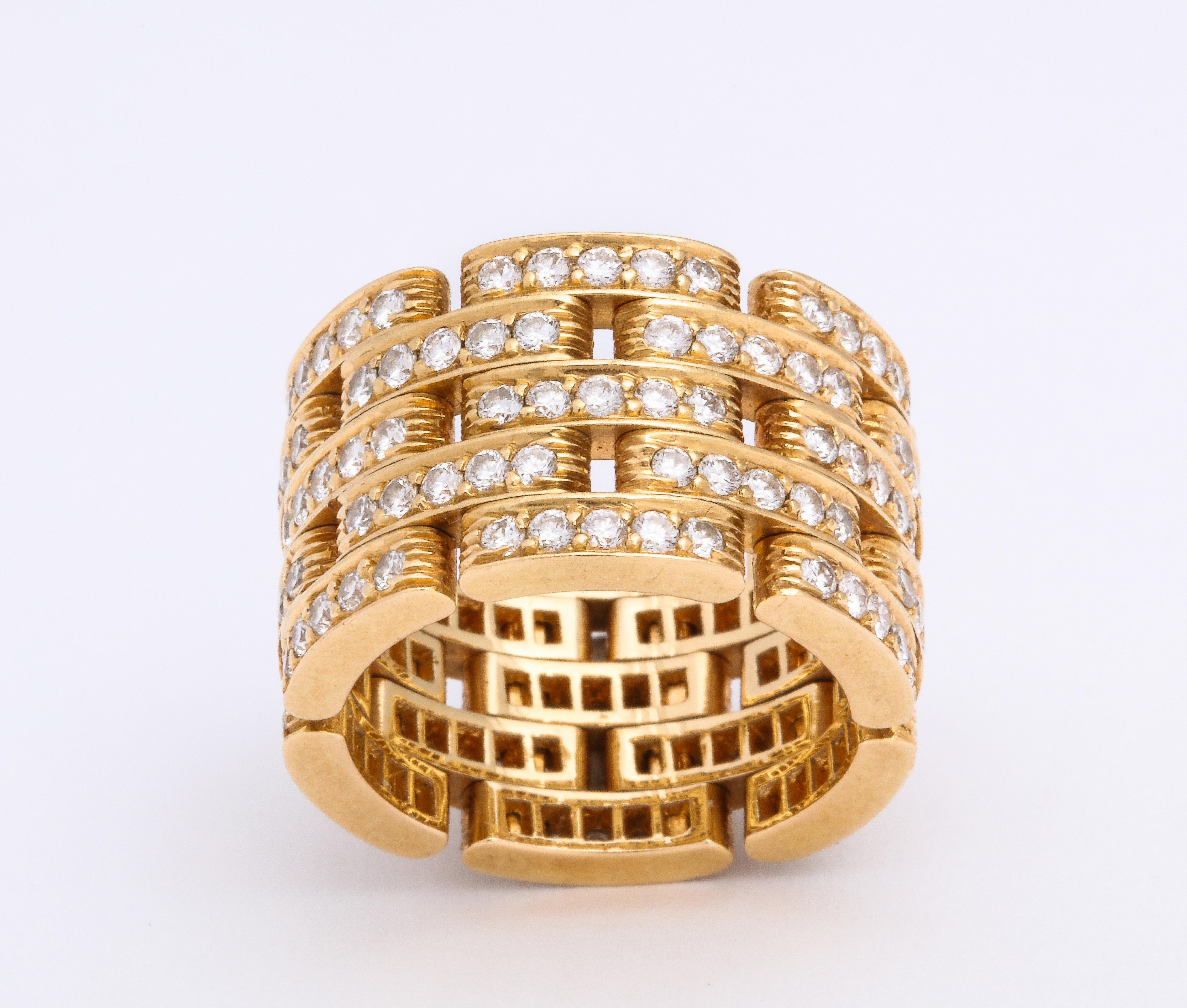 Women's or Men's Cartier 18 Karat Gold and Diamond Panthere Ring