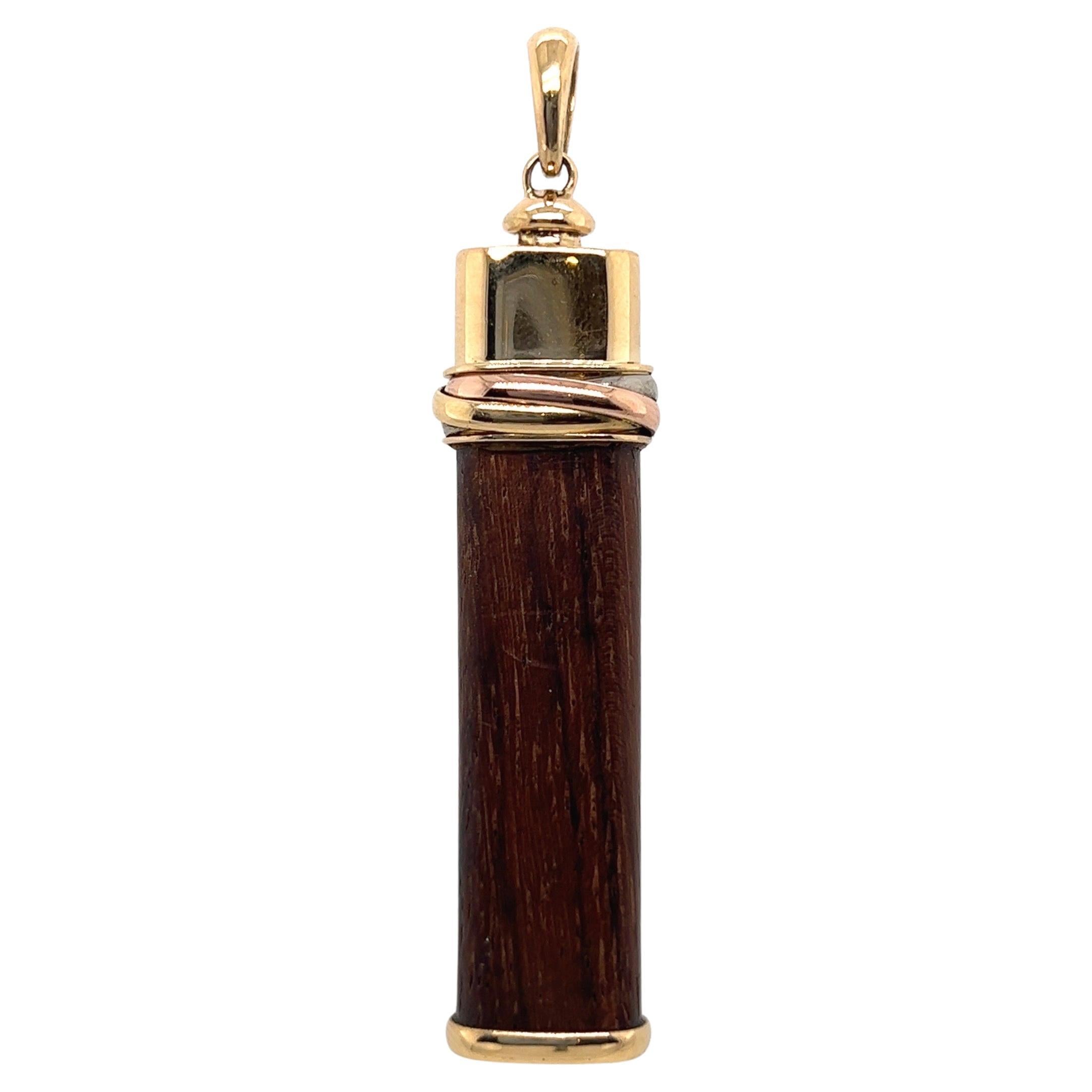 Cartier 18 Karat Gold and Wood "Touch Wood" Pendant, circa 1980