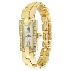 Cartier 18 Karat Gold Diamond Ballerine Ladies Tank Watch 2992 Silver Dial