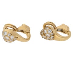 Cartier 18 Karat Gold Diamond Heart Clip-On Earrings 1.00 Carat