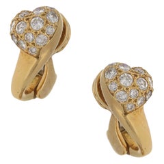 Cartier 18 Karat Gold Diamond Heart Clip-On Earrings 1.00 Carat
