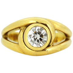 Cartier 18 Karat Gold Ladies Ring with 0.58 Carat Diamond, Cartier, Paris
