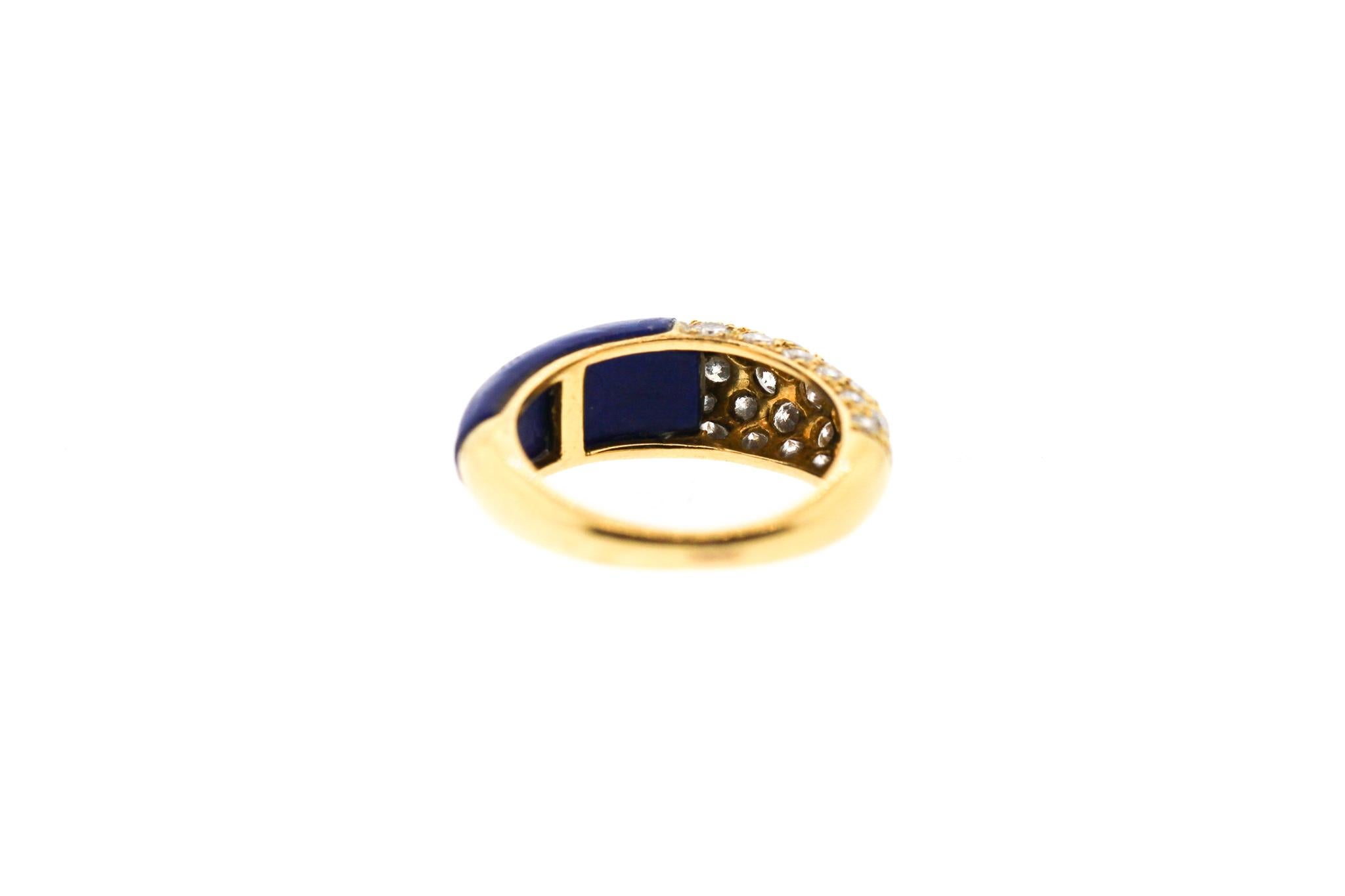  Cartier 18 Karat Gold Lapis Diamond Band Ring In Good Condition For Sale In New York, NY