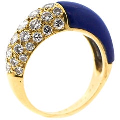 Cartier 18 Karat Gold Lapis Diamond Band Ring