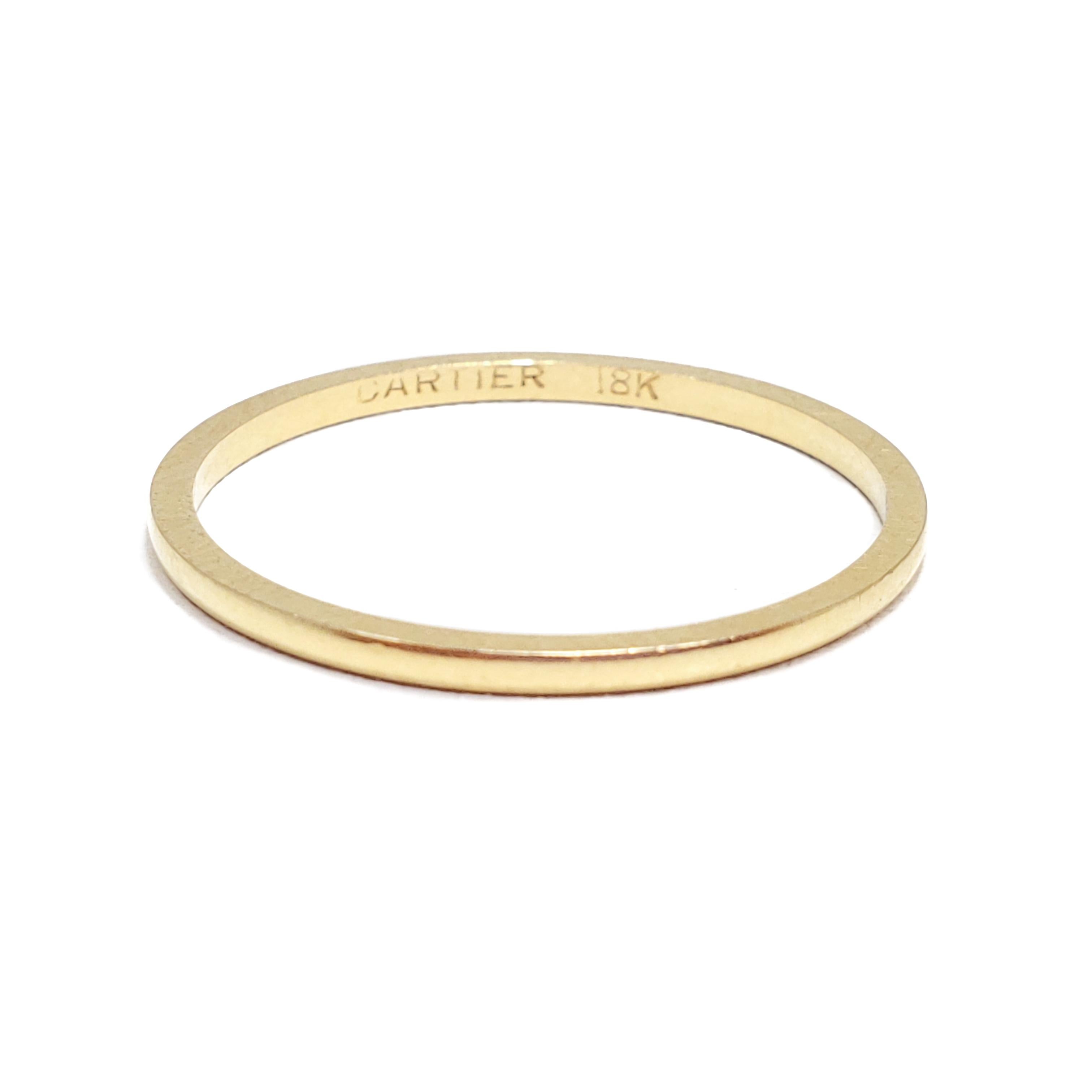 Contemporary Cartier 18 Karat Gold Minimalist Ring, Wedding Band