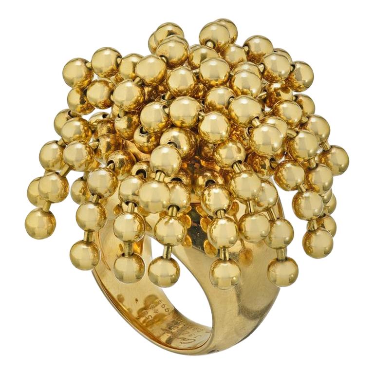 Cartier 18 Karat Gold Nouvelle Vague Dangling Beads Ring