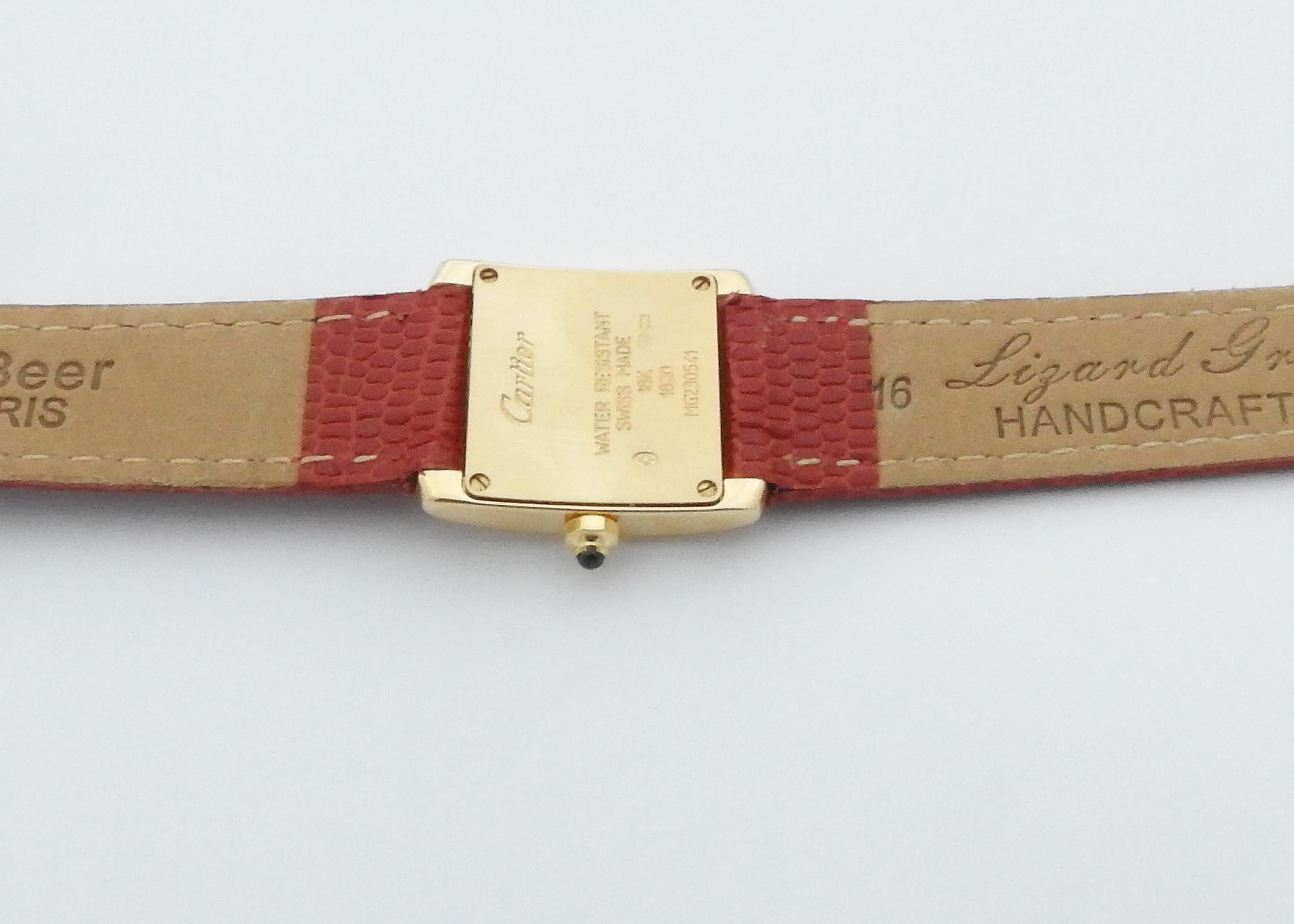 Cartier 18 Karat Gold Tank Francaise Ladies Watch 1820 Leather Band Quartz In Good Condition In Washington Depot, CT