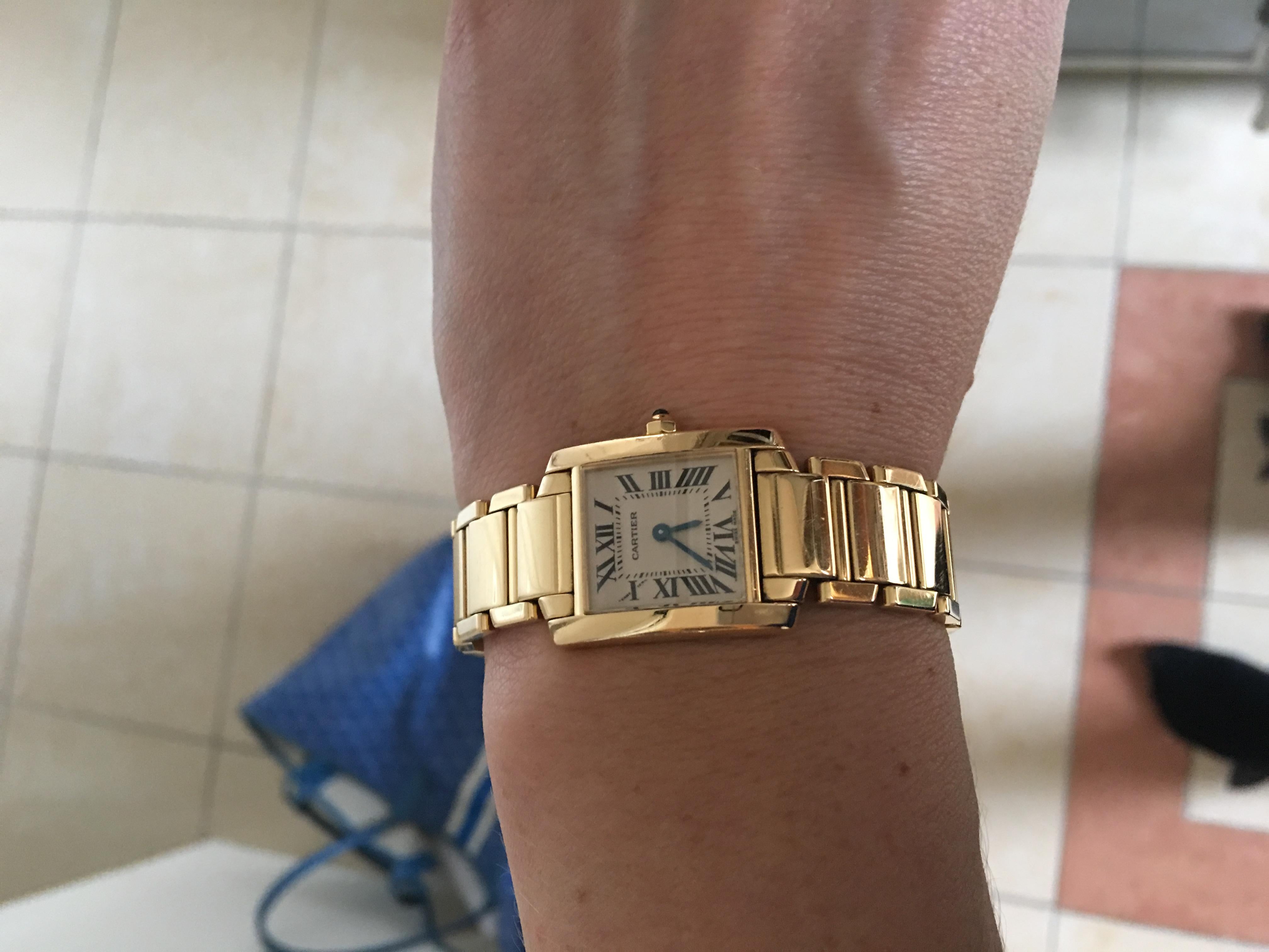 Men's Cartier 18 Karat Gold Tank Francaise Midsize Quartz Wristwatch Ref W50003N2