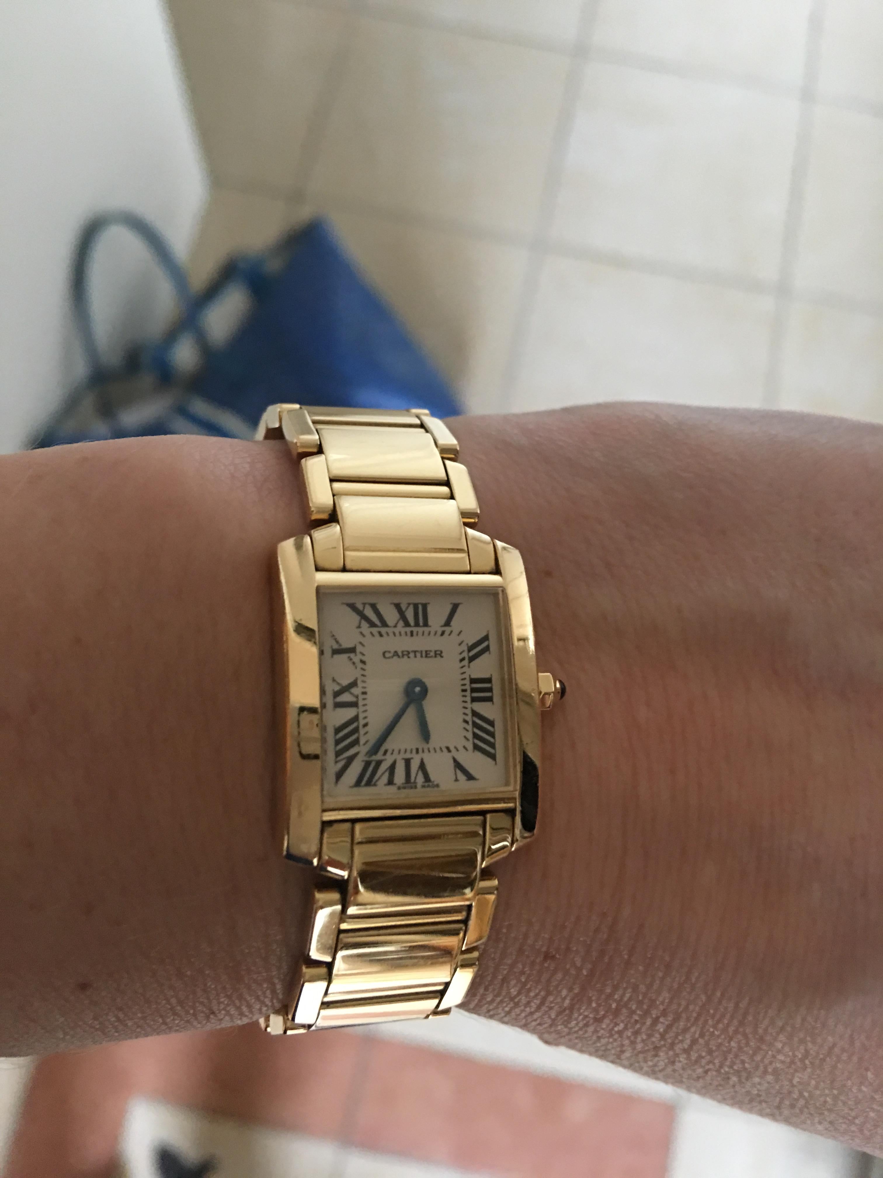 Cartier 18 Karat Gold Tank Francaise Midsize Quartz Wristwatch Ref W50003N2 1
