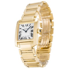 Retro Cartier 18 Karat Gold Tank Francaise Midsize Quartz Wristwatch Ref W50003N2
