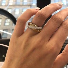 Cartier 18 Karat Gold Tri-Color Trinity Diamond Ring