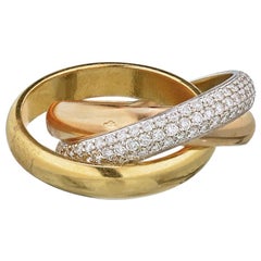 Cartier 18 Karat Gold Tri-Color Trinity Diamond Ring