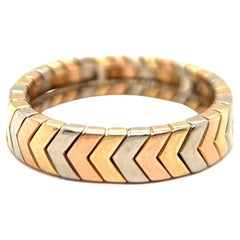 Cartier 18 Karat Gold Tricolor Chevron Band Ring