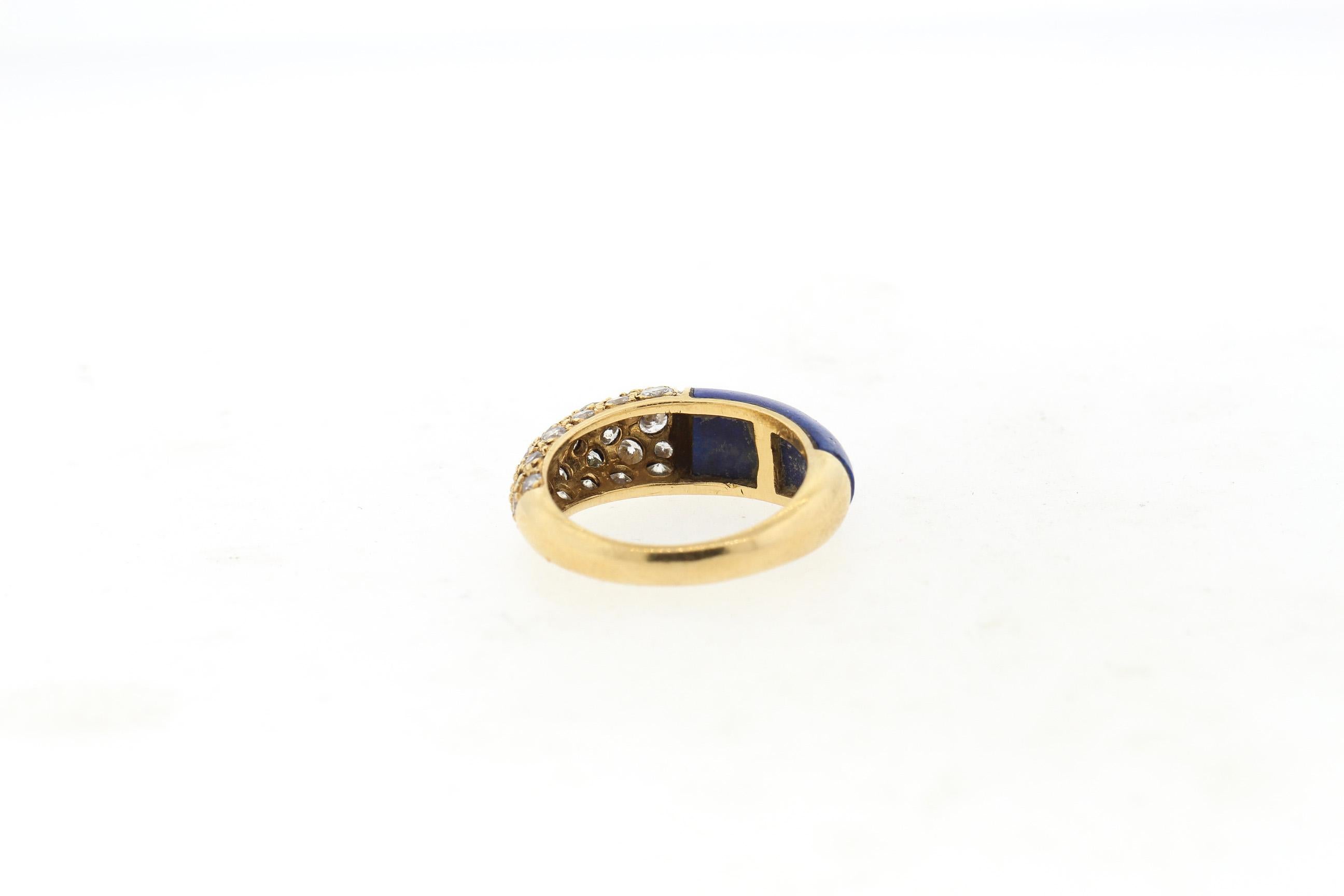 Modern Cartier 18 Karat Lapis Diamond Band Ring For Sale