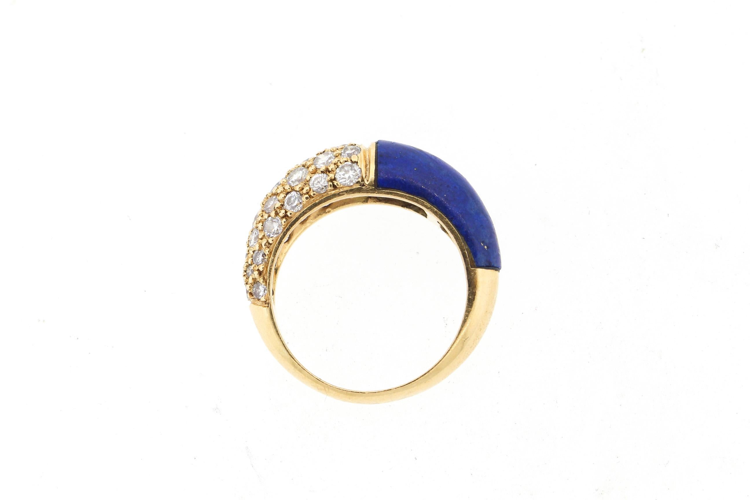 Cartier 18 Karat Lapis Diamond Band Ring In Good Condition For Sale In New York, NY