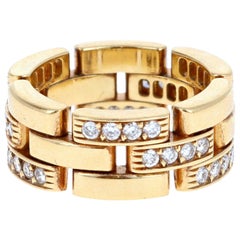 Cartier 18 Karat Panthere Maillon 18 Karat Yellow Gold and Diamond Ring 11.2g